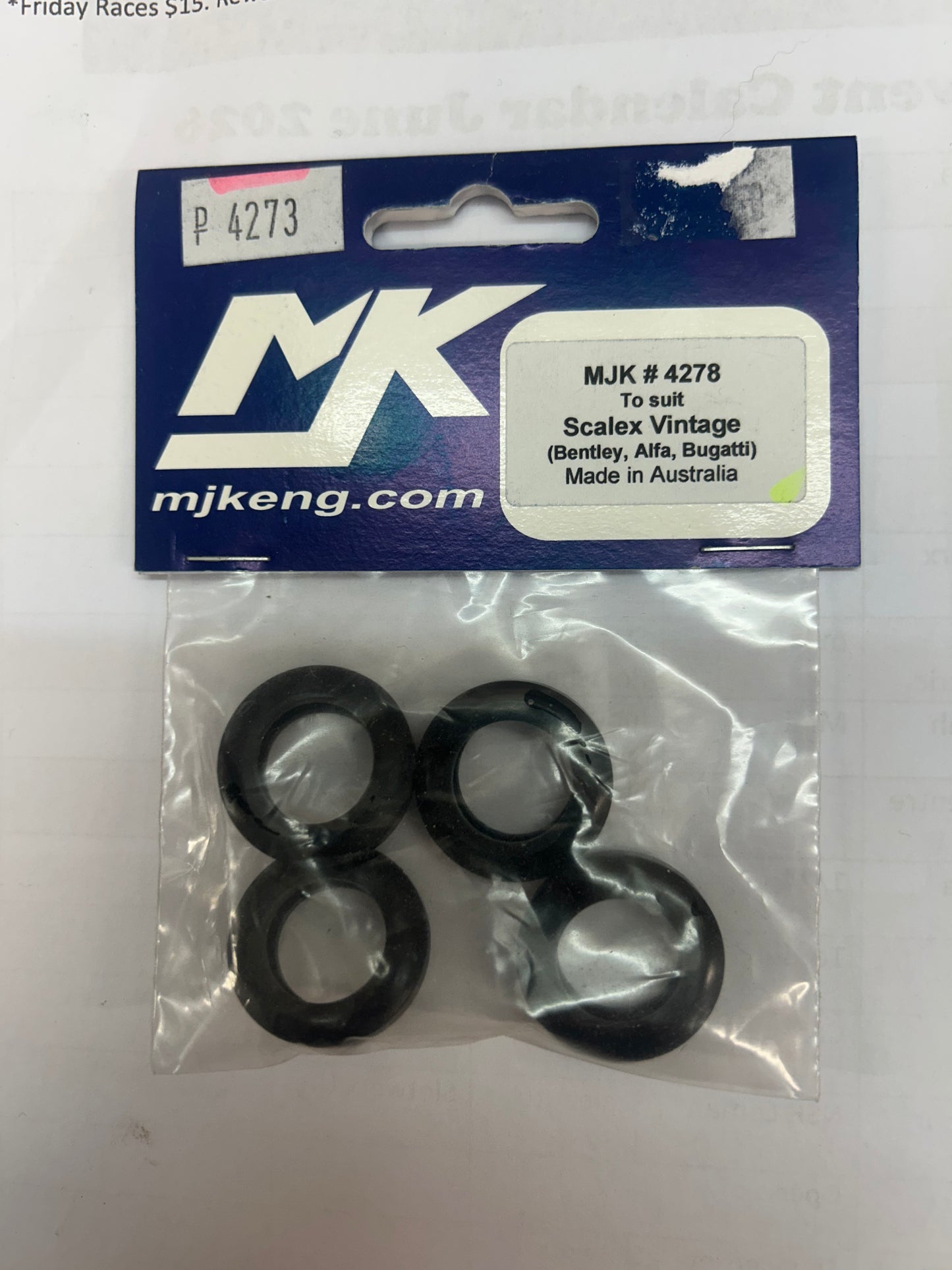 MJK TYRES - SCALEXTRIC VINTAGE BENTLEY, ALFA, BUGATTI MJK 4278