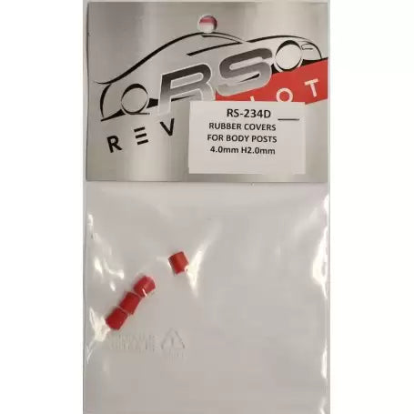 RevoSlot Rubber Covers for Body Post 4mm H2.0mm, Red (x4) RS-234D