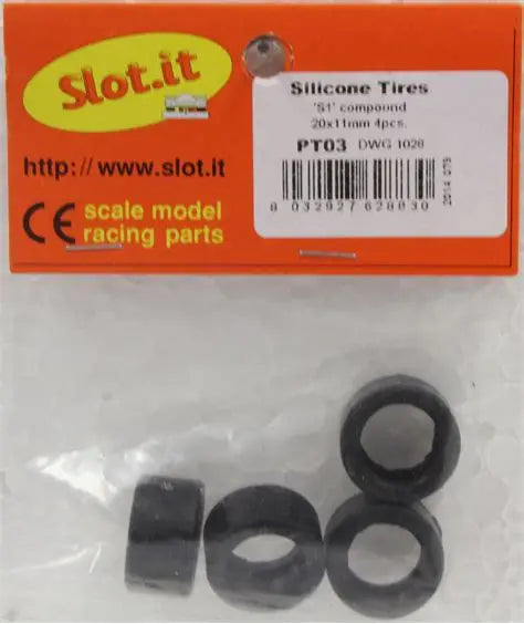 SLOT.IT S1 SLICK RACING TYRES (20 X 11MM) PT03