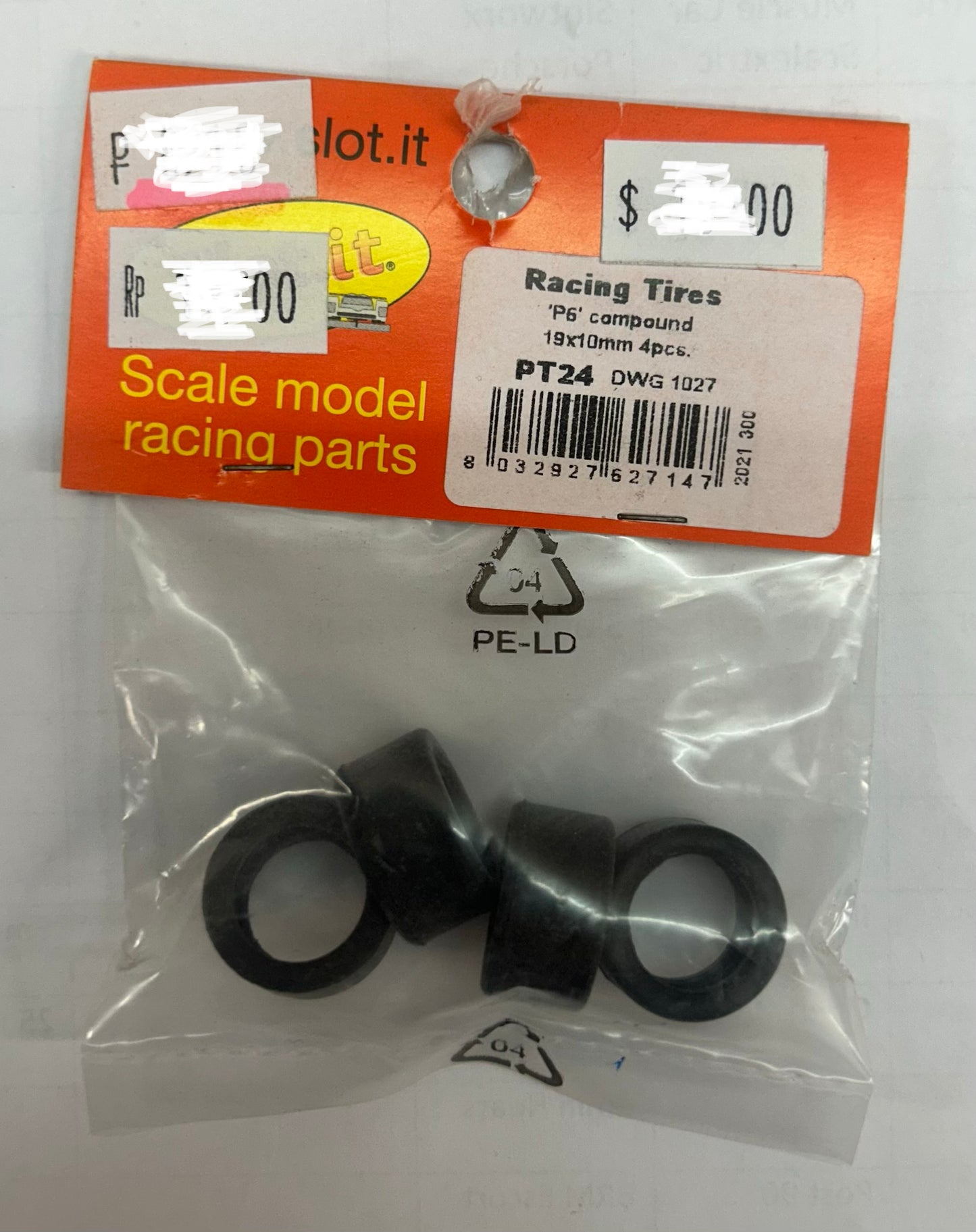 Slot.it Tires 19x10mm, P6 compound Slick x4 PT24