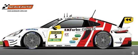 SCALEAUTO 1-32 PORSCHE 992 GT3 FAT TURBO TEAM HERBERT NO. 5, RACE VERSION SC-6421R