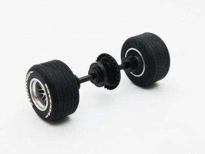 Scalextric Rear wheel, tire, gear & axle assembly with pinion for C2676/C2676A/C2677 Ferrari F-1 W9136